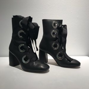 Size 38 MIISTA black leather ALYCIA boots
